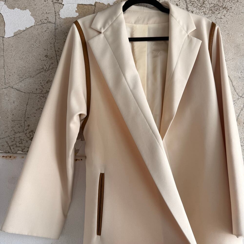 Vtg 60s Youthcraft Voyager West Coat Cream Tan Leather Trim‎ Belted Women S Mod - Picture 9 of 13